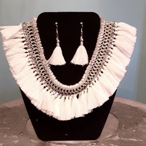 Austrian crystal tassel necklace and earrings